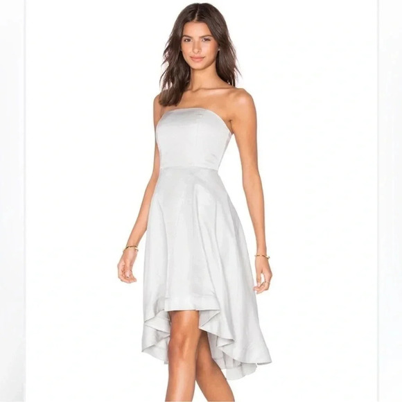 KEEPSAKE the Label Dresses & Skirts - Keepsake the Label With You Dress Pale Gray Strapless Revolve Asymmetric